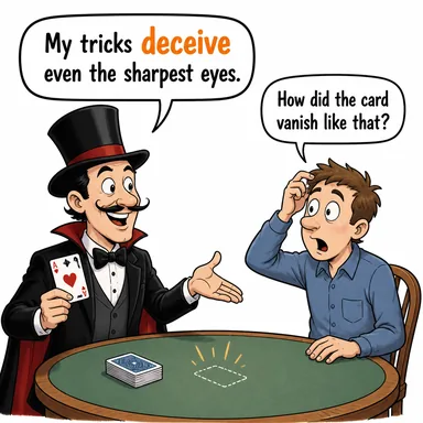 deceive (kandırmak, aldatmak, yanıltmak) karikatürü — diyalogla bağlam içinde öğren
