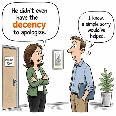 decency (edep, terbiye, ahlak, namus) karikatürü — diyalogla bağlam içinde öğren