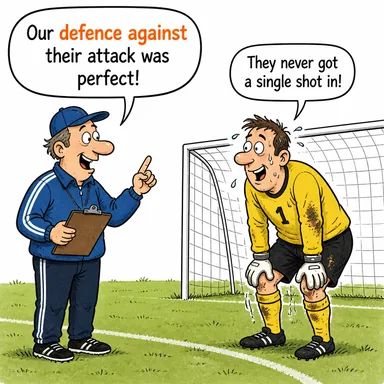 defence against (savunma, müdafaa) karikatürü — diyalogla bağlam içinde öğren