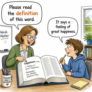 definition (tanım, tarif, netlik) karikatürü — diyalogla bağlam içinde öğren