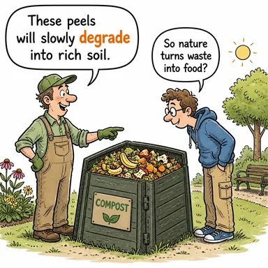 degrade (aşağılamak, küçük düşürmek; (biyolojik olarak) parçalanmak) karikatürü — diyalogla bağlam içinde öğren