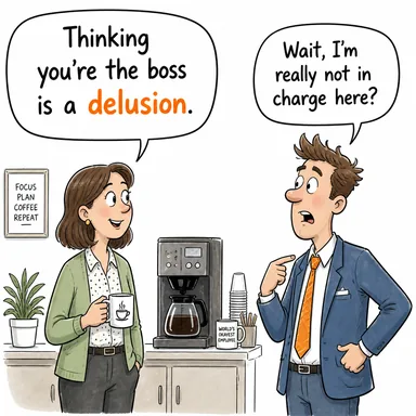delusion (sanrı, kuruntu, yanılgı) karikatürü — diyalogla bağlam içinde öğren