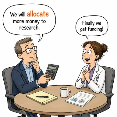 allocate (tahsis etmek, ayırmak, paylaştırmak (bütçe, zaman, yer)) karikatürü — diyalogla bağlam içinde öğren