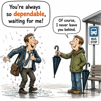 dependable (güvenilir, itimat edilir) karikatürü — diyalogla bağlam içinde öğren
