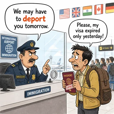deport (sınır dışı etmek) karikatürü — diyalogla bağlam içinde öğren