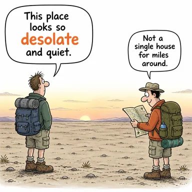 desolate (terk edilmiş, ıssız, harap) karikatürü — diyalogla bağlam içinde öğren
