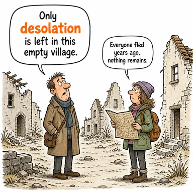 desolation (yalnızlık, ıssızlık, yıkım) karikatürü — diyalogla bağlam içinde öğren