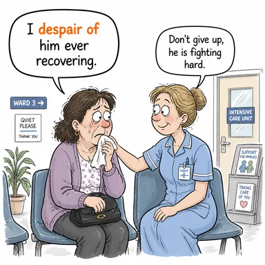 despair of (umudunu kesmek, yeise kapılmak) karikatürü — diyalogla bağlam içinde öğren