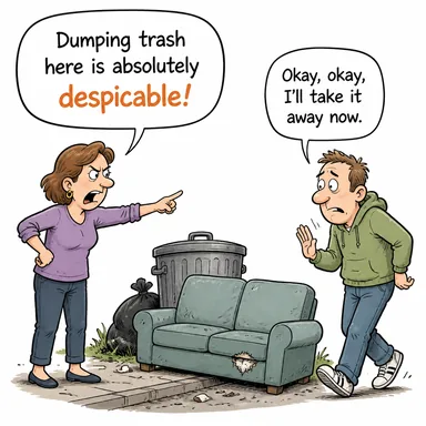 despicable (aşağılık, adi, rezil) karikatürü — diyalogla bağlam içinde öğren