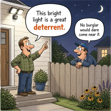 deterrent (caydırıcı, engelleyici unsur) karikatürü — diyalogla bağlam içinde öğren