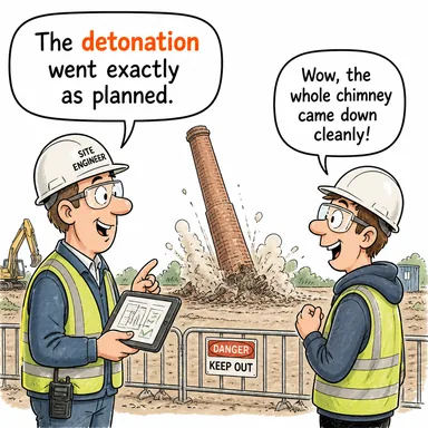 detonation (infilak, patlama) karikatürü — diyalogla bağlam içinde öğren