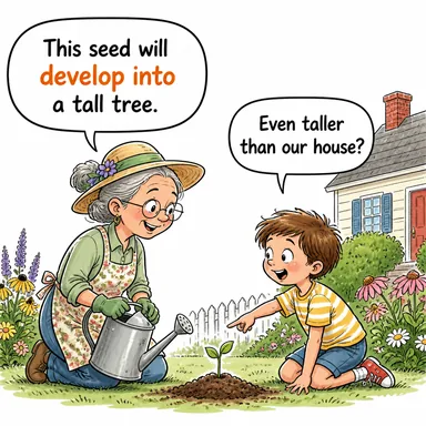 develop into (dönüşmek, halini almak, gelişmek) karikatürü — diyalogla bağlam içinde öğren