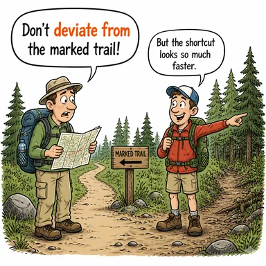 deviate from (sapmak, ayrılmak (konudan/rotadan)) karikatürü — diyalogla bağlam içinde öğren
