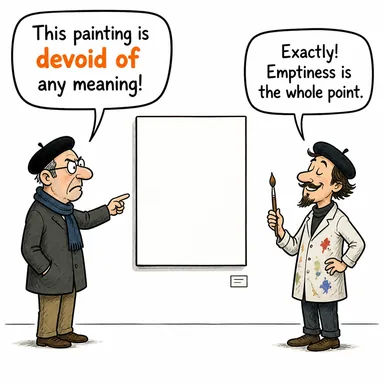 devoid of (yoksun, mahrum) karikatürü — diyalogla bağlam içinde öğren
