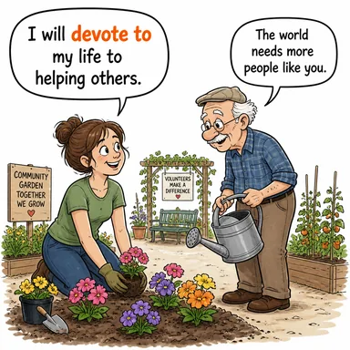devote to (adamak, tahsis etmek) karikatürü — diyalogla bağlam içinde öğren