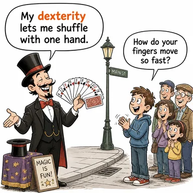 dexterity (el becerisi, ustalık, kıvraklık) karikatürü — diyalogla bağlam içinde öğren