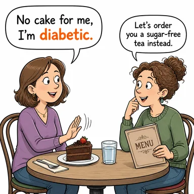 diabetic (şeker hastası, diyabetik) karikatürü — diyalogla bağlam içinde öğren