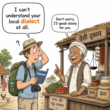dialect (lehçe, ağız, şive) karikatürü — diyalogla bağlam içinde öğren