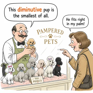diminutive (ufak tefek, minyon, küçültme (sözcük)) karikatürü — diyalogla bağlam içinde öğren