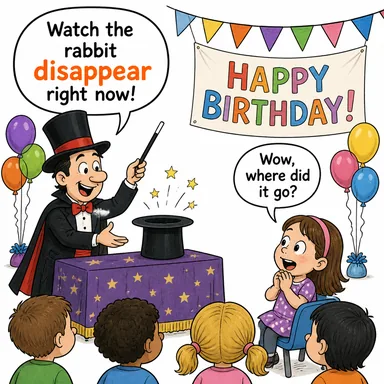 disappear (yok olmak, gözden kaybolmak) karikatürü — diyalogla bağlam içinde öğren