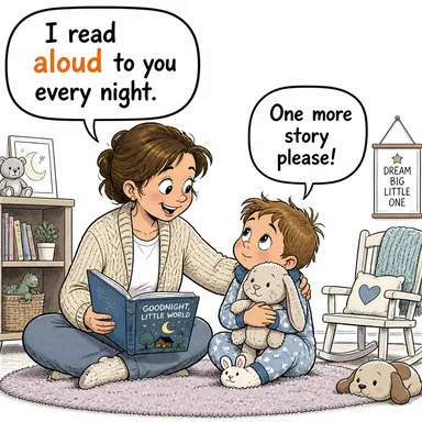 aloud (sesli olarak, yüksek sesle) karikatürü — diyalogla bağlam içinde öğren