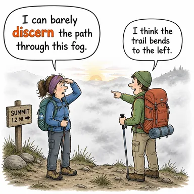 discern (ayırt etmek, seçmek, fark etmek) karikatürü — diyalogla bağlam içinde öğren