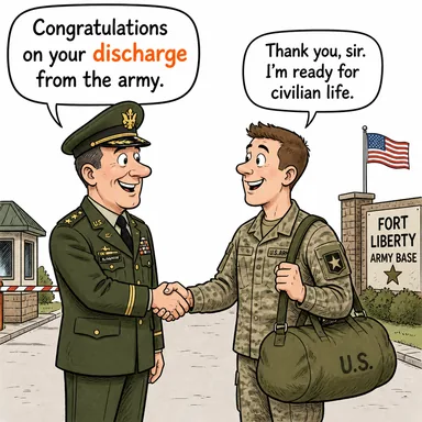 discharge (tahliye, taburcu olma, boşaltım) karikatürü — diyalogla bağlam içinde öğren