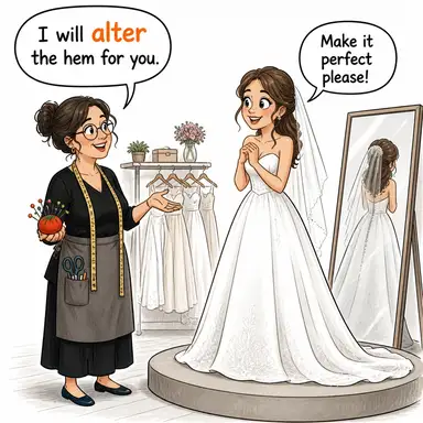 alter (değiştirmek, başkalaştırmak, tadilat yapmak) karikatürü — diyalogla bağlam içinde öğren