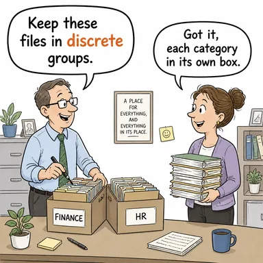 discrete (ayrık, farklı, bağımsız) karikatürü — diyalogla bağlam içinde öğren