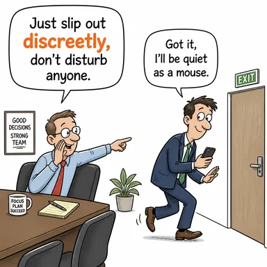 discreetly (gizlice, çaktırmadan, dikkatlice) karikatürü — diyalogla bağlam içinde öğren