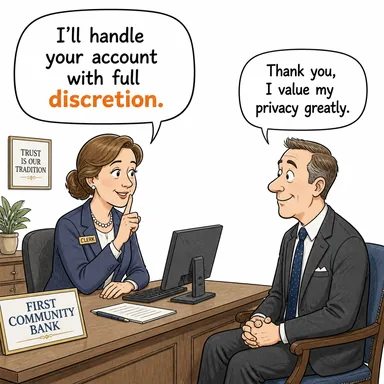 discretion (takdir yetkisi, sağduyu, ketumiyet) karikatürü — diyalogla bağlam içinde öğren