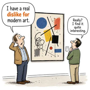 dislike for (hoşlanmama, sevmeme, hoşnutsuzluk) karikatürü — diyalogla bağlam içinde öğren