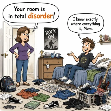 disorder (bozukluk, rahatsızlık; kargaşa, düzensizlik) karikatürü — diyalogla bağlam içinde öğren