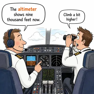 altimeter (altimetre, yükseklik ölçer) karikatürü — diyalogla bağlam içinde öğren