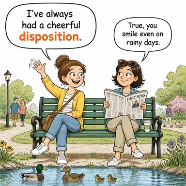 disposition (mizaç, yaradılış, eğilim) karikatürü — diyalogla bağlam içinde öğren