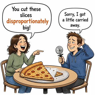 disproportionately (orantısız bir şekilde, aşırı derecede) karikatürü — diyalogla bağlam içinde öğren