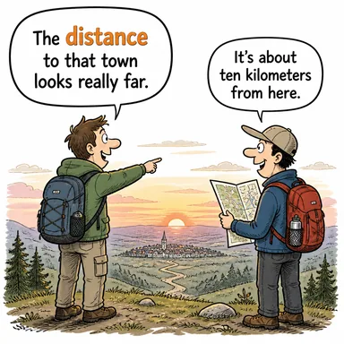 distance (mesafe, uzaklık) karikatürü — diyalogla bağlam içinde öğren