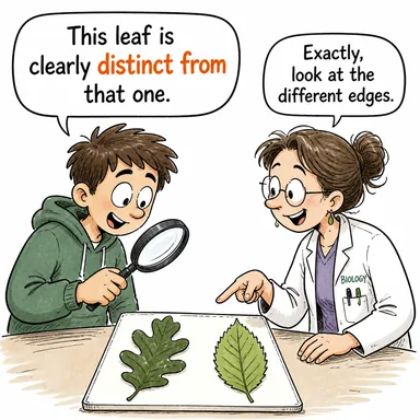 distinct from (...-den farklı, ...-den ayrı) karikatürü — diyalogla bağlam içinde öğren