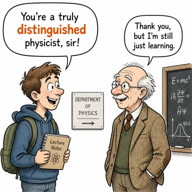 distinguished (seçkin, ünlü, tanınmış) karikatürü — diyalogla bağlam içinde öğren