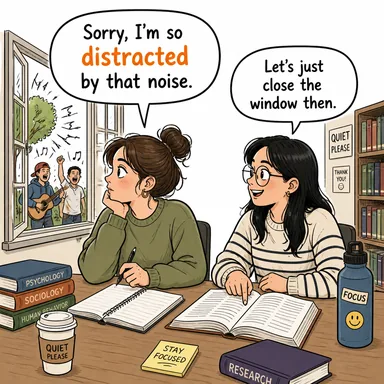 distracted (dikkati dağılmış, kafası karışık) karikatürü — diyalogla bağlam içinde öğren