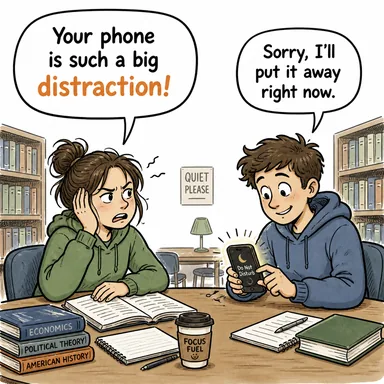 distraction (dikkat dağıtıcı şey, oyalama, dikkat dağınıklığı) karikatürü — diyalogla bağlam içinde öğren