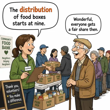 distribution (dağılım, dağıtım, paylaştırma) karikatürü — diyalogla bağlam içinde öğren