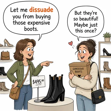dissuade (caydırmak, vazgeçirmek) karikatürü — diyalogla bağlam içinde öğren