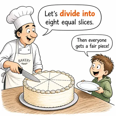 divide into (...-e bölmek, ...-e ayrılmak) karikatürü — diyalogla bağlam içinde öğren