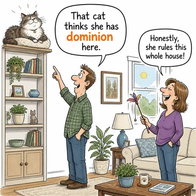 dominion (hakimiyet, egemenlik, hükümranlık) karikatürü — diyalogla bağlam içinde öğren