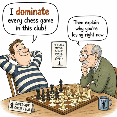 dominate (hakim olmak, egemen olmak, hükmetmek) karikatürü — diyalogla bağlam içinde öğren