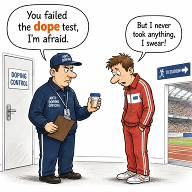dope (doping, uyuşturucu) karikatürü — diyalogla bağlam içinde öğren