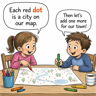 dot (nokta, benek) karikatürü — diyalogla bağlam içinde öğren