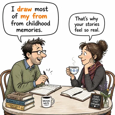draw from ((bir kaynaktan) elde etmek, çıkarmak, esinlenmek) karikatürü — diyalogla bağlam içinde öğren