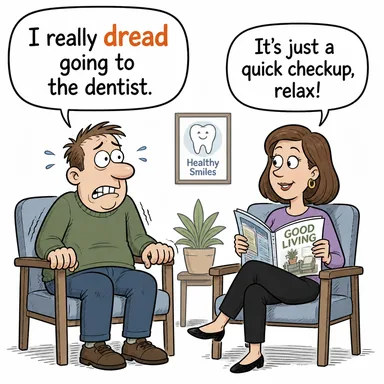 dread (dehşete kapılmak, çok korkmak) karikatürü — diyalogla bağlam içinde öğren